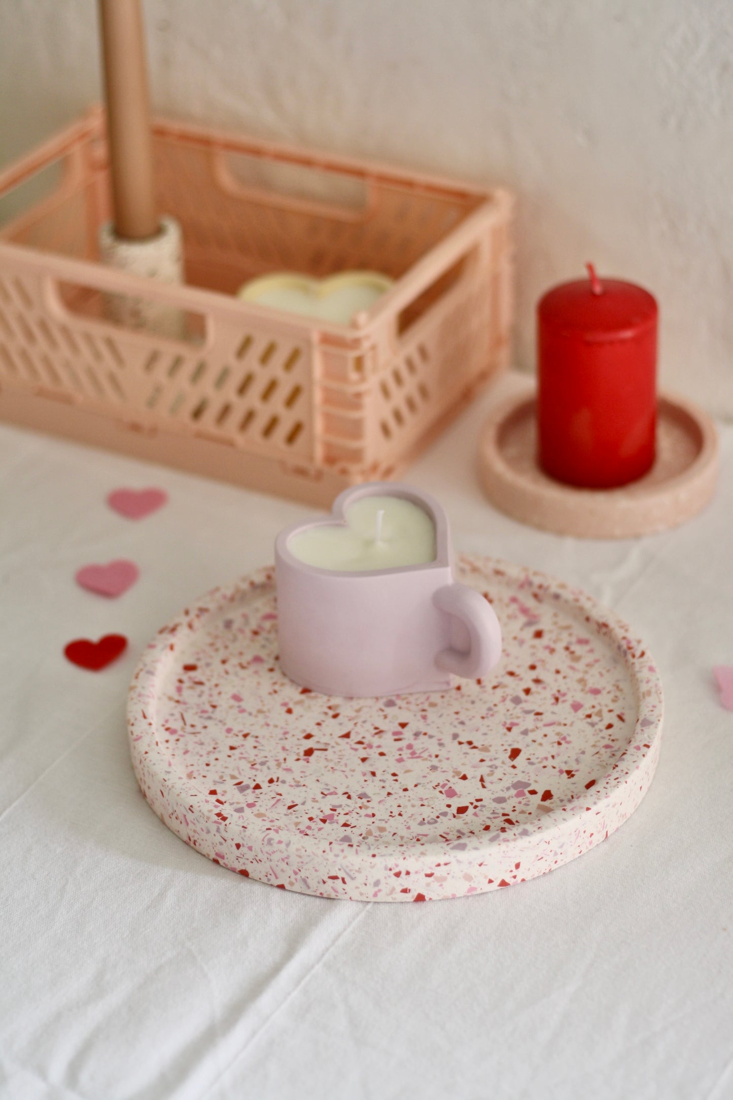Candela tazzina cuore Lilla